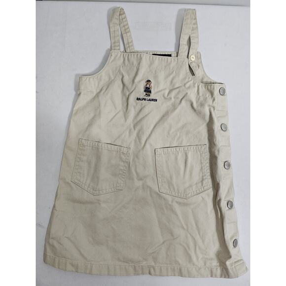 Polo Ralph Lauren VTG Girl's Khaki Dress Size 4T Side Button Front Pocket - Picture 9 of 10